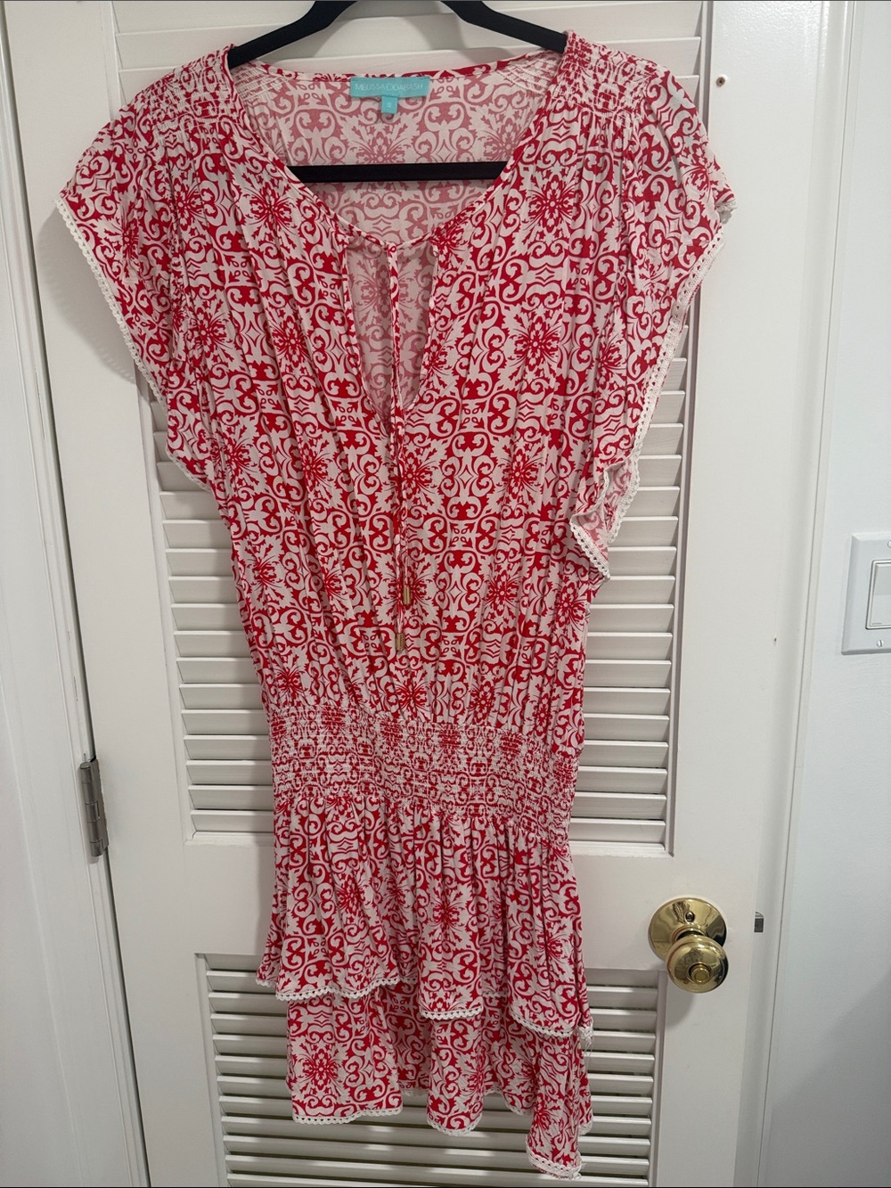 Melisa Odabash Red and White Printed Women’s Summer Dress